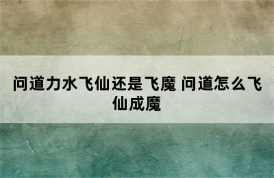 问道力水飞仙还是飞魔 问道怎么飞仙成魔